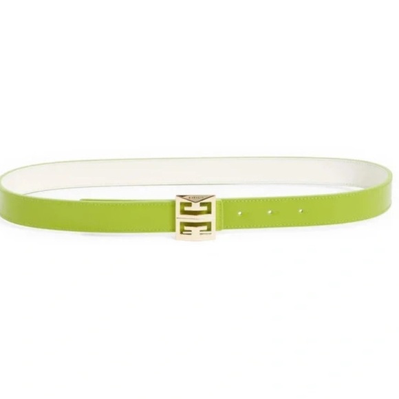 Givenchy 4G Buckle Reversible Leather Skinny Belt– Citrus Green - NEW WITH TAGS - Picture 3 of 12